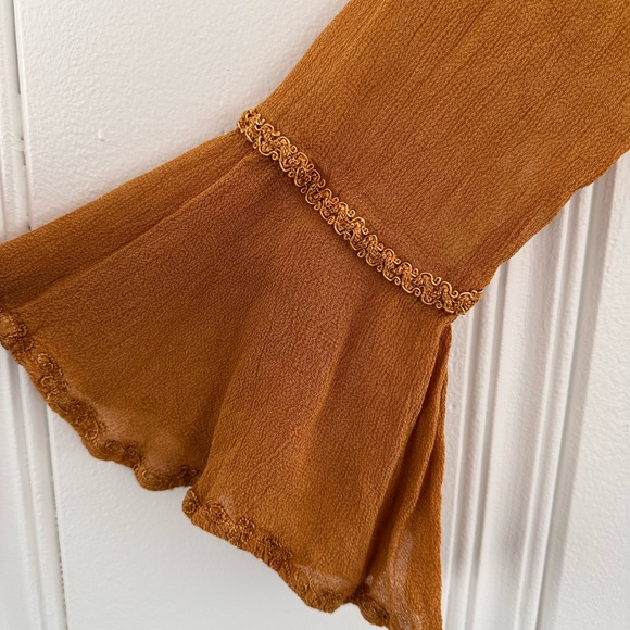 Vintage Braja Women's Mustard Bohemian Embroidered Button Down Top - Picture 11 of 11